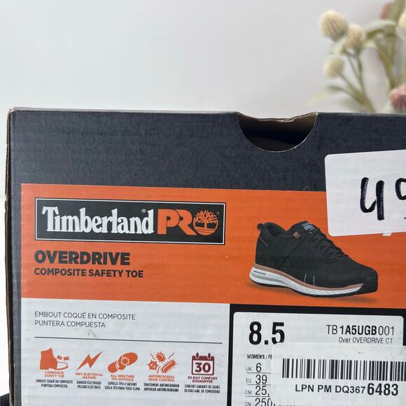 Timberland PRO Overdrive Composite Safety Toe Sneaker Black Women 8.5 Tried On - Picture 11 of 11